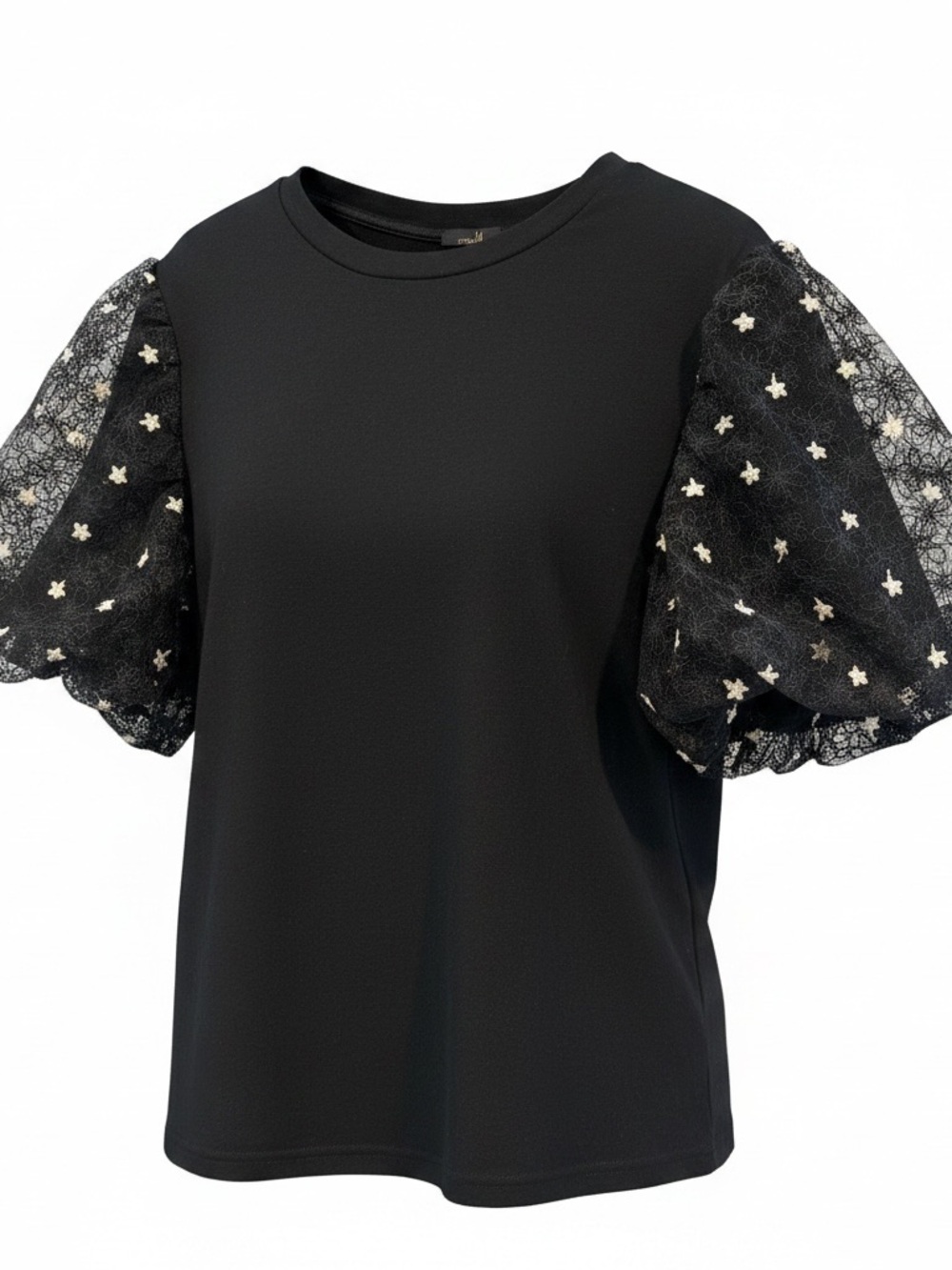 Ontwelfth Black Puff Sleeve Lace Top - Women